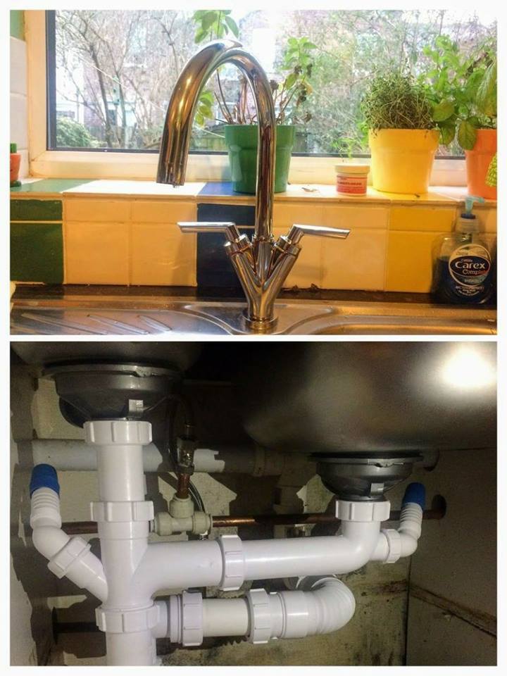 Kitchen sink mixer tap and new waste